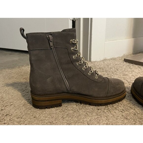 Cecilia New York Chance Hiker Boots Gray Suede Leather 8M - Picture 5 of 11